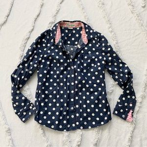 Boden US Size 8 Regular polka dot button front cotton top blouse shirt women